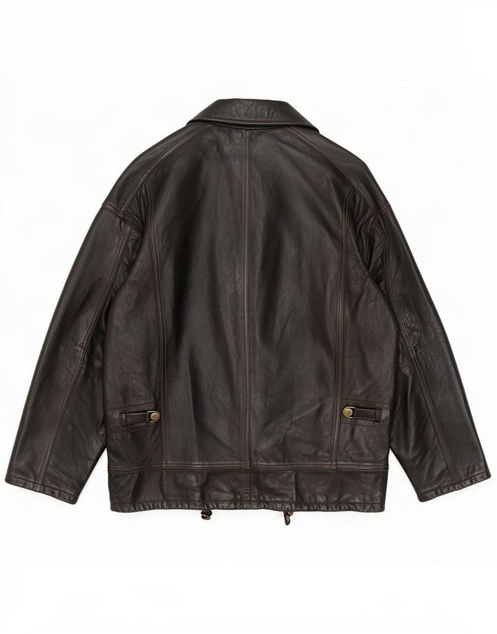 Braschi Chaqueta de cuero holgada para hombre UK 38 Marrón medio