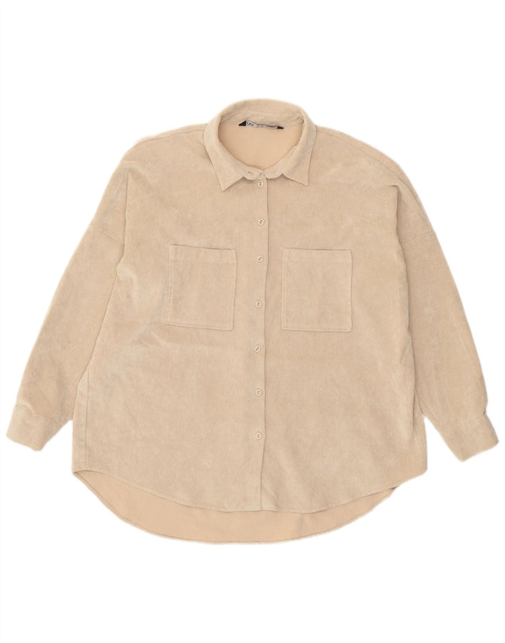 Zara Mujer Camisa De Pana Extragrande UK 46 Large Beige