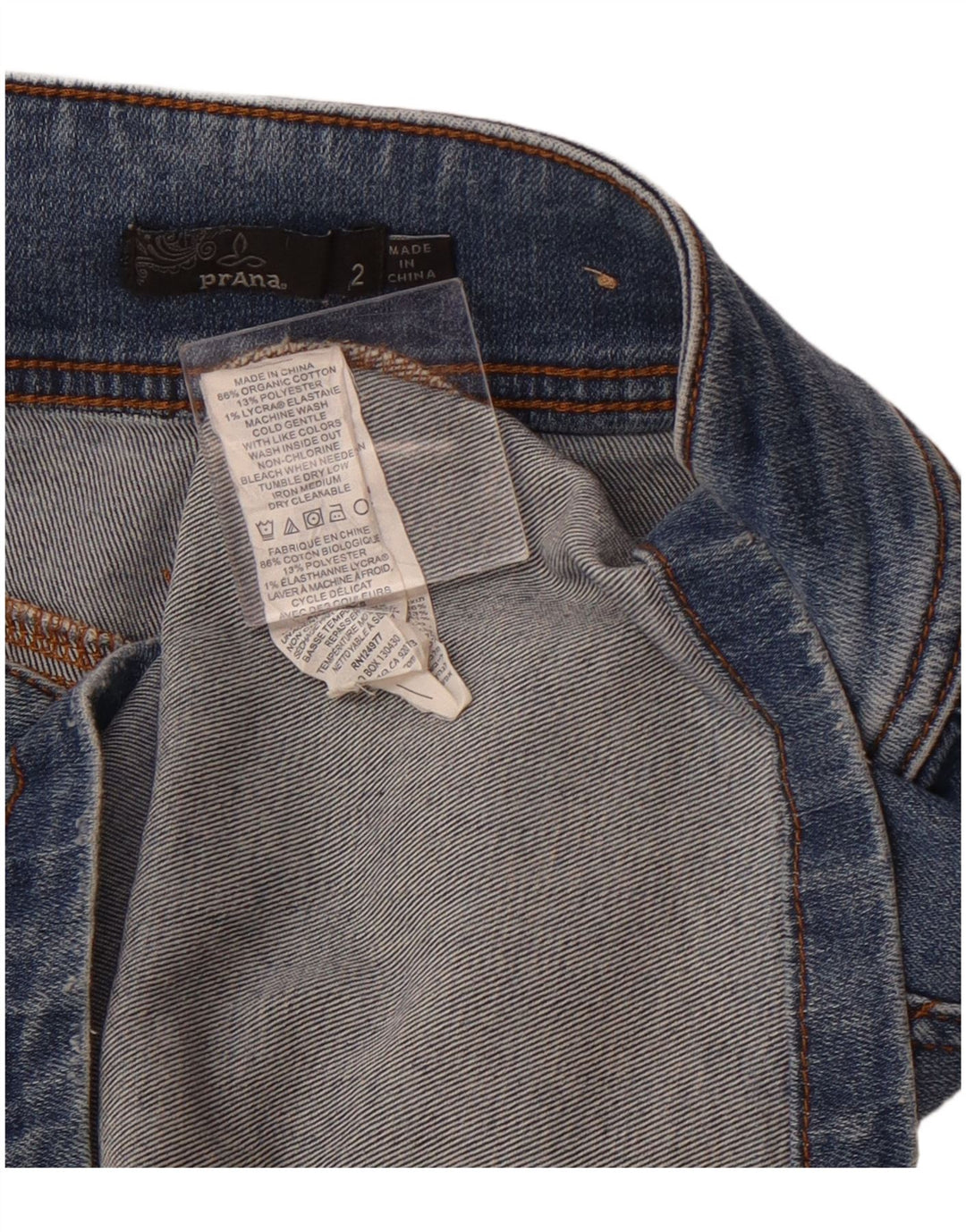 PRANA Falda vaquera de cintura alta para mujer us 2 XS W26 Algodón azul