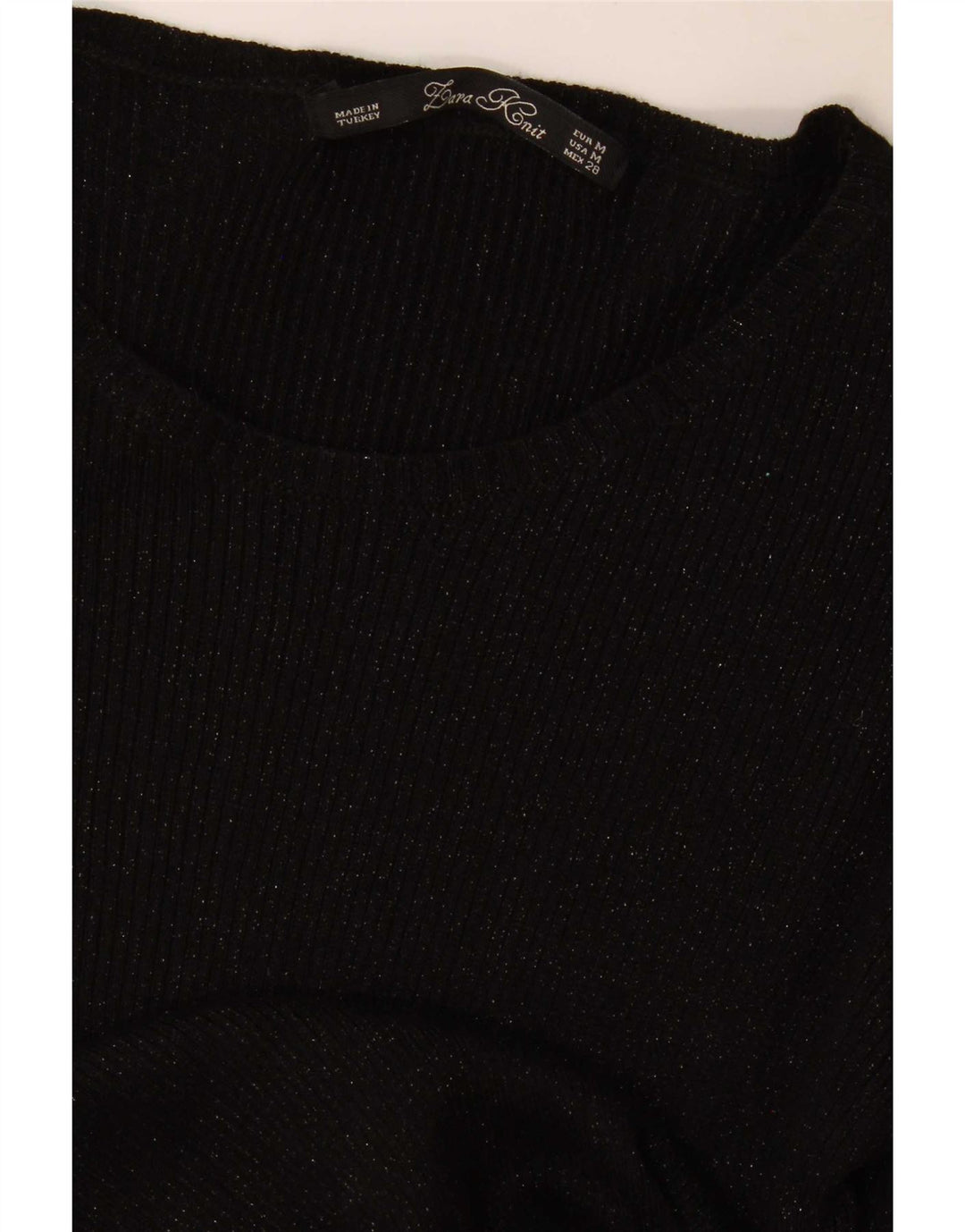 Zara Mujer Top Manga Larga UK 42 Mediano Negro Moteado