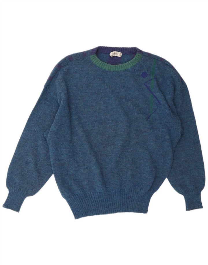 GIANNI VERSACE Jersey de cuello redondo para hombre, suéter clásico de rayas azules grandes