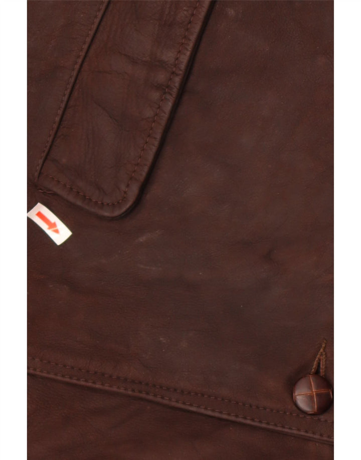 Chaqueta de cuero vintage para hombre IT 48 cuero marrón medio