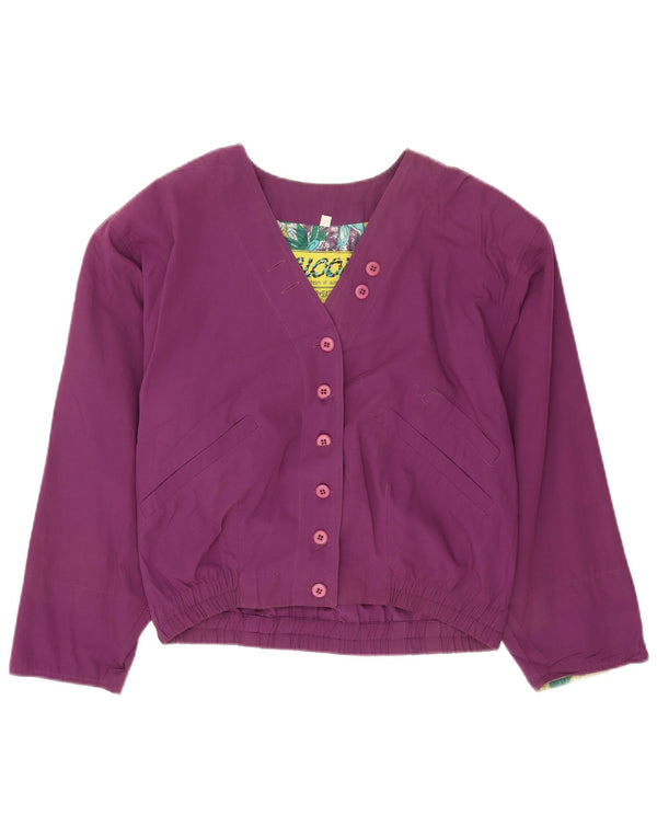 Vintage mujer chaqueta utilitaria de gran tamaño EU 36 pequeño poliéster púrpura