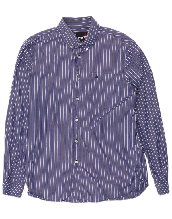 Musto Mens Shirt Medium Blue Pinstripe