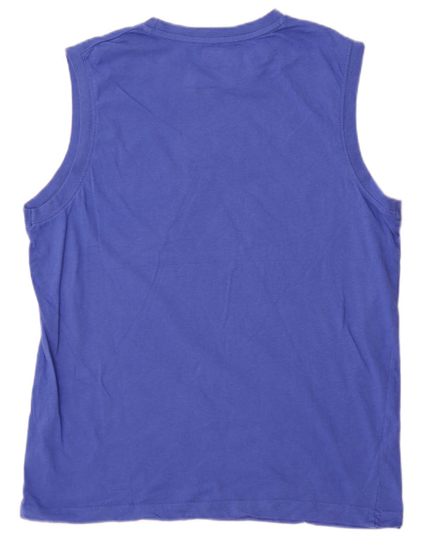 Kappa Camiseta sin mangas gráfica para mujer UK 46 Algodón azul grande