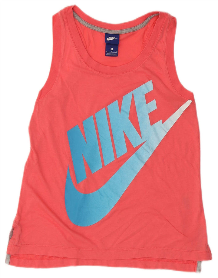NIKE Camiseta sin mangas gráfica para mujer UK 10 Small Pink Poliéster