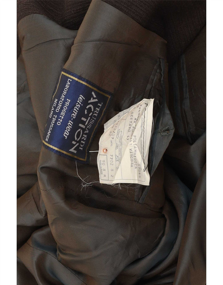 Chaqueta tipo blazer de 3 botones para hombre Trussardi IT 50 Large Acetato de rayas marrón