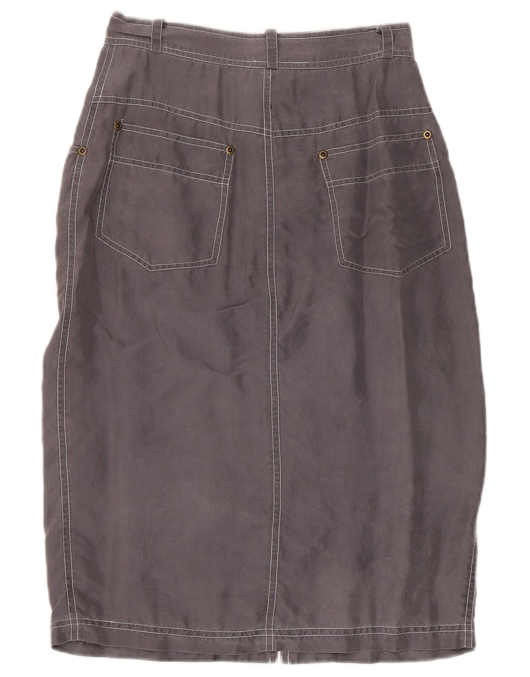 Falda midi vintage para mujer pequeña W24 seda gris