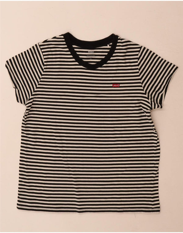 Levi's Camiseta para mujer Top UK 46 Large White Stripe Cotton