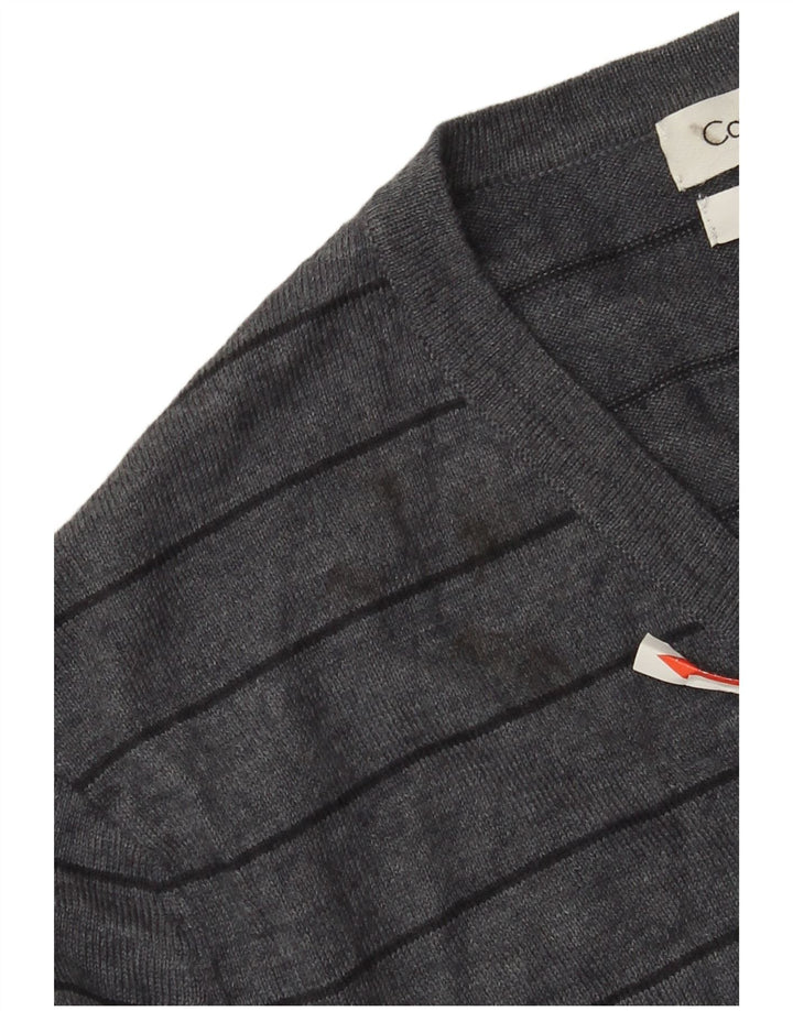 Calvin Klein Jersey con cuello en V para hombre de lana merino a rayas gris medio