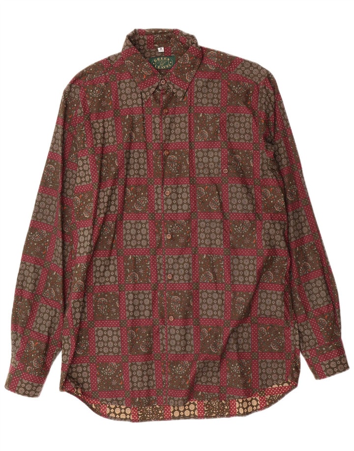 Camisa Hombre Hojas Verdes Talla 38/39 Viscosa Paisley Roja Mediana