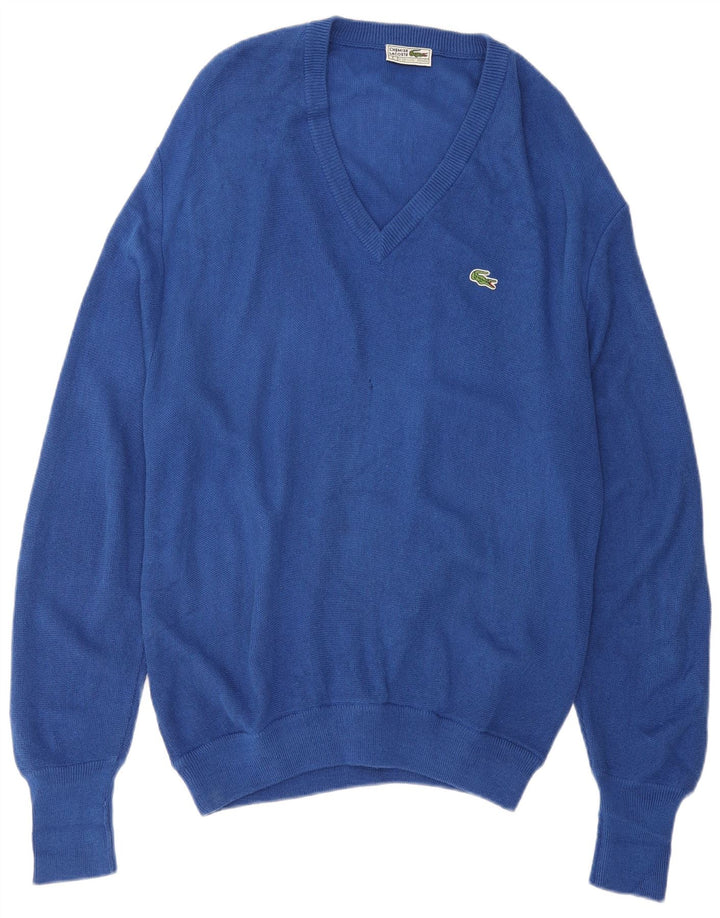 Jersey Lacoste Hombre con Cuello en V Acrílico Azul Medio