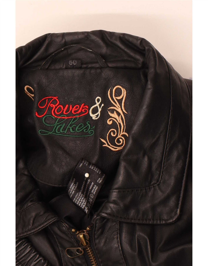 Rover & Lake Chaleco de cuero para hombre IT 50 Grande Negro