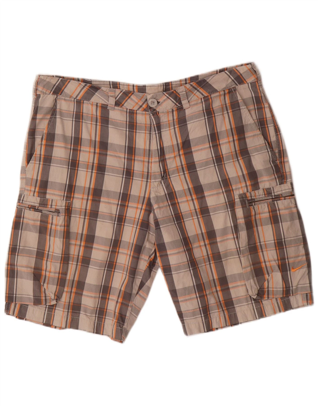 NIKE Pantalones cortos cargo para hombre W36 Algodón a cuadros gris grande