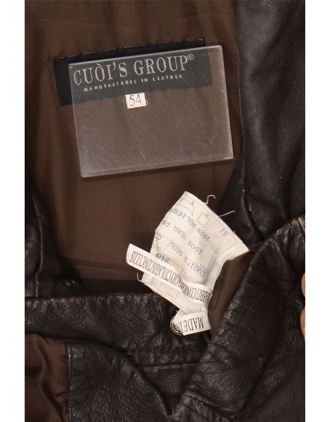 Chaqueta de cuero vintage para hombre IT 54 2XL cuero marrón