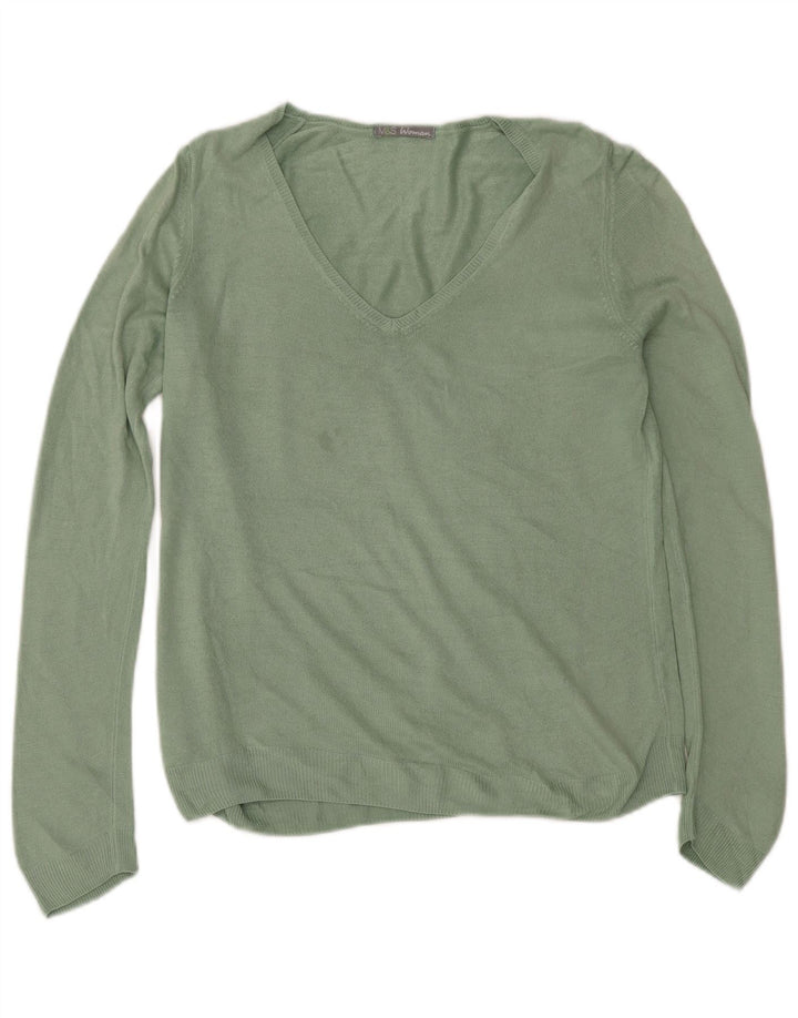 Marks & Spencer Suéter con Cuello en V para Mujer UK 40 Verde Medio