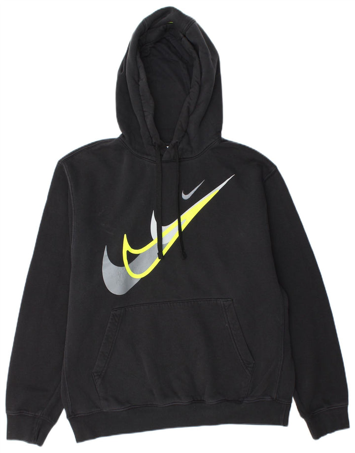 NIKE Sudadera con capucha gráfica para hombre, jersey de algodón negro mediano