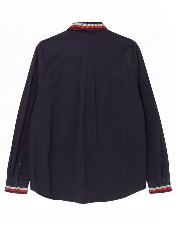 Tommy Hilfiger Womens Oversized Shirt UK 14 Large Navy Blue Striped Viscose