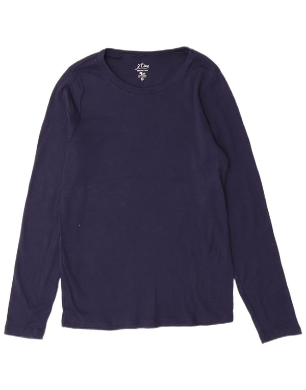 J. Crew Womens Perfect Fit Top Long Sleeve UK 18 XL Navy Blue Cotton