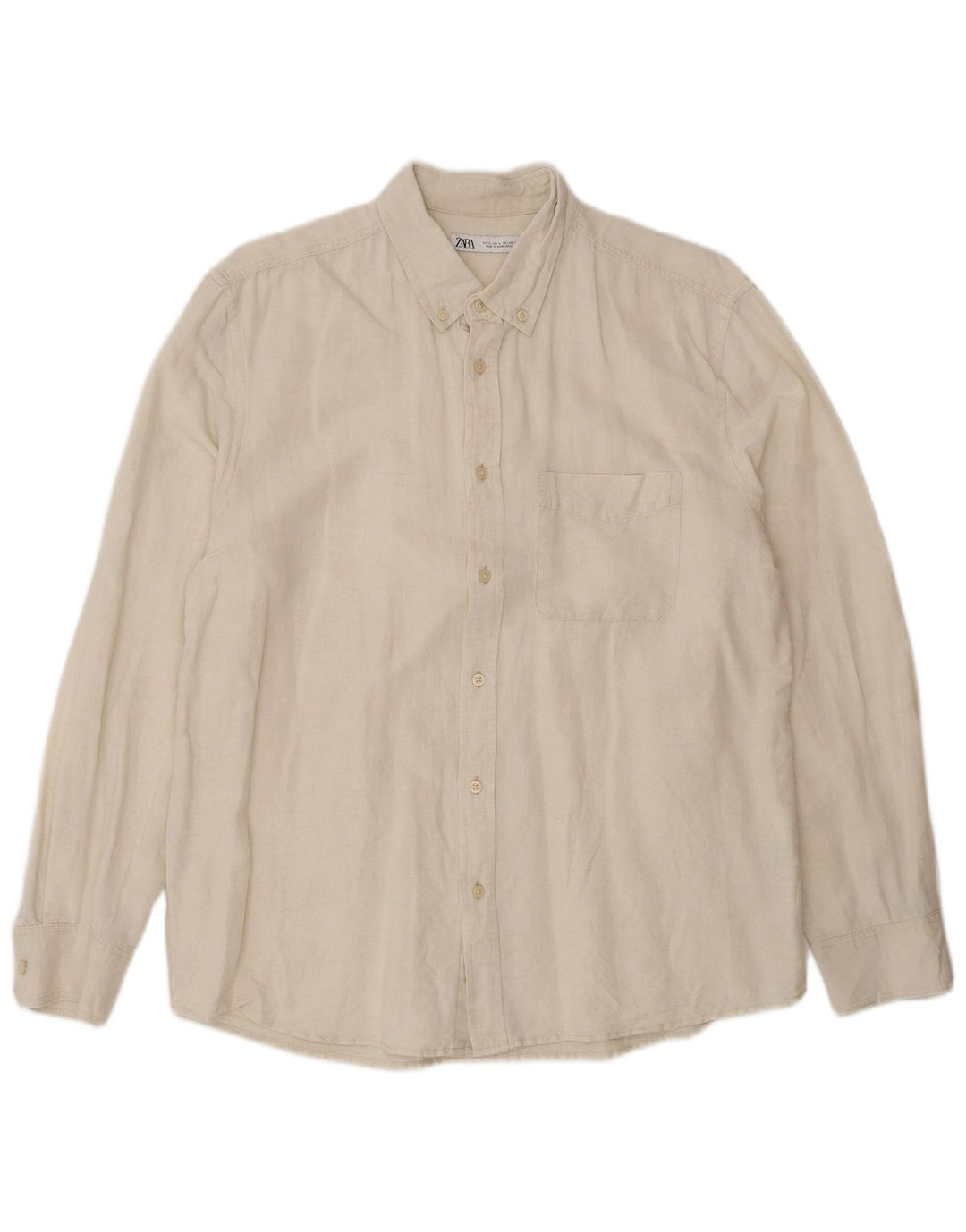 Zara Hombre Camisa Grande Algodón Blanco