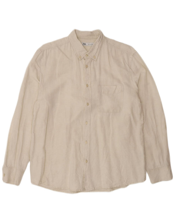 Zara Hombre Camisa Grande Algodón Blanco