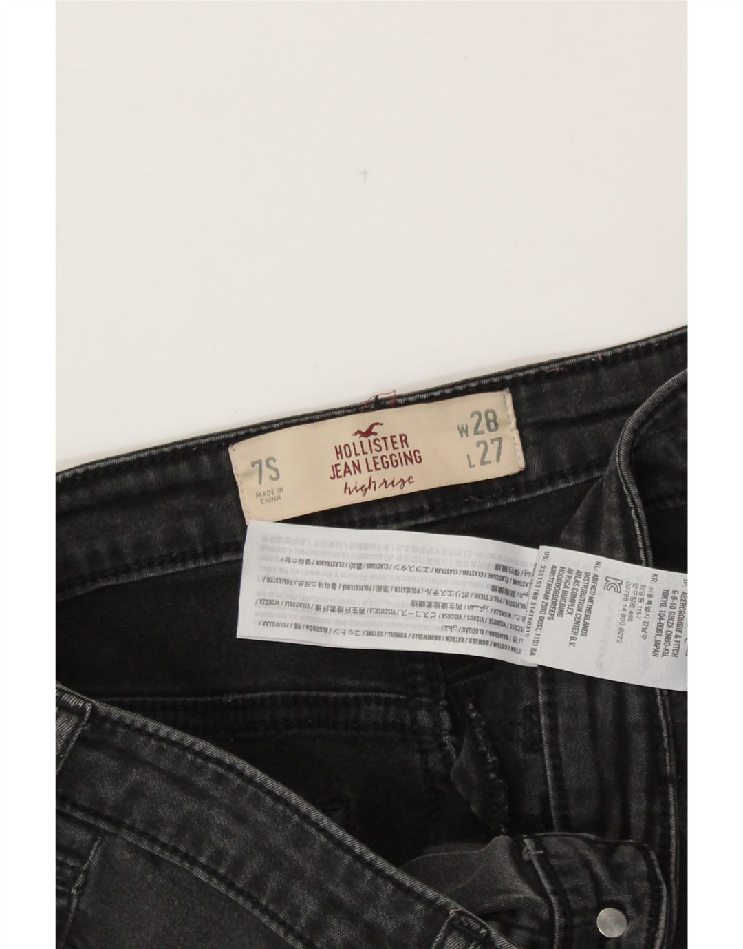 HOLLISTER Legging para mujer, pantalones vaqueros de talle alto, US 7 Medium W28 L27, algodón negro