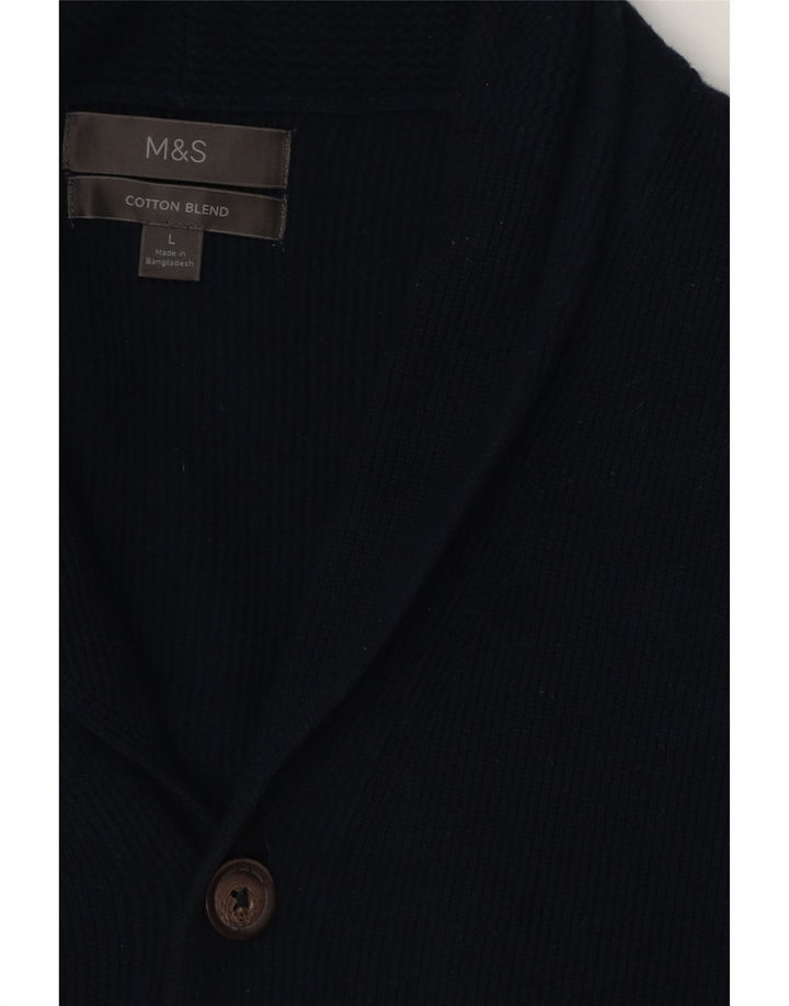 MARKS & SPENCER Suéter tipo cárdigan para hombre Grande Azul marino Algodón