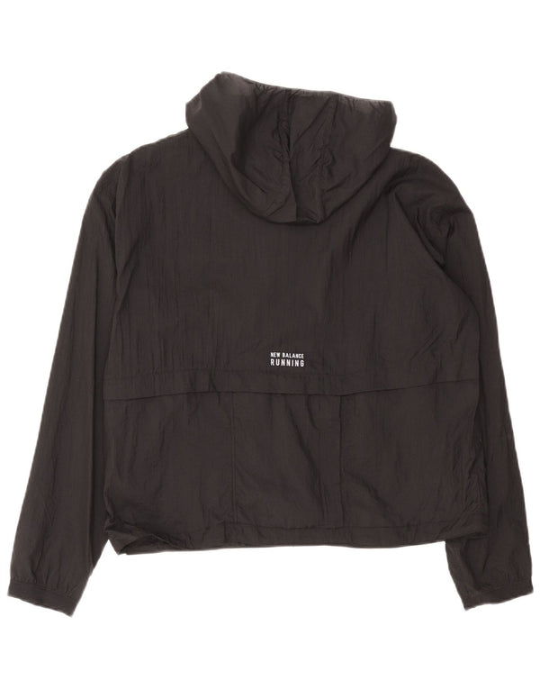 New Balance Chaqueta impermeable con capucha gráfica para mujer UK 44 Medium Black Nylon