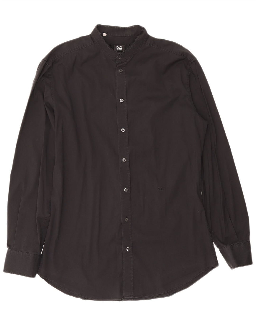 Dolce & Gabbana Camisa Slim Para Hombre Talla 43 Grande Algodón Negro