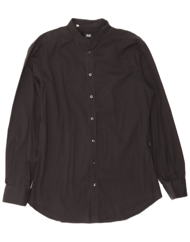 Dolce & Gabbana Camisa Slim Para Hombre Talla 43 Grande Algodón Negro