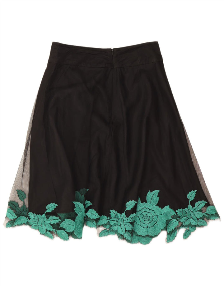 Falda Acampanada Coast Para Mujer W26 Smalll Poliéster Floral Negro