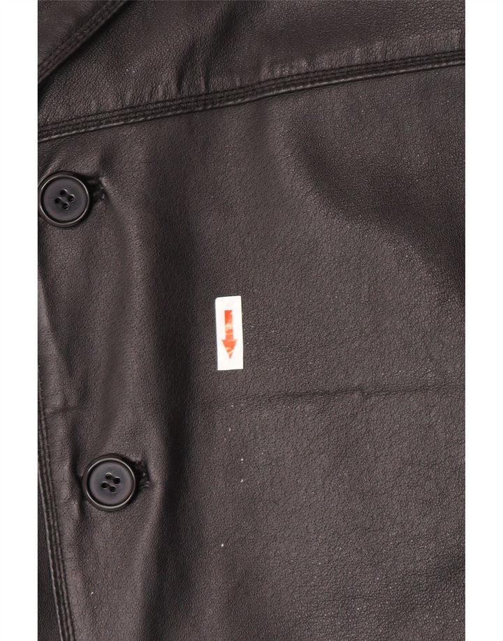 Chaqueta de cuero vintage para hombre IT 52 XL cuero negro