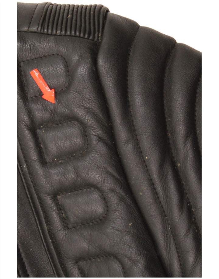 Vintage hombres motocicleta cuero biker chaqueta Reino Unido 36 pequeño cuero negro