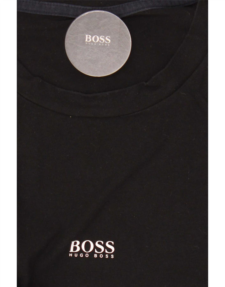 Camiseta Hugo Boss Hombre Manga Larga Algodón Negro Mediano