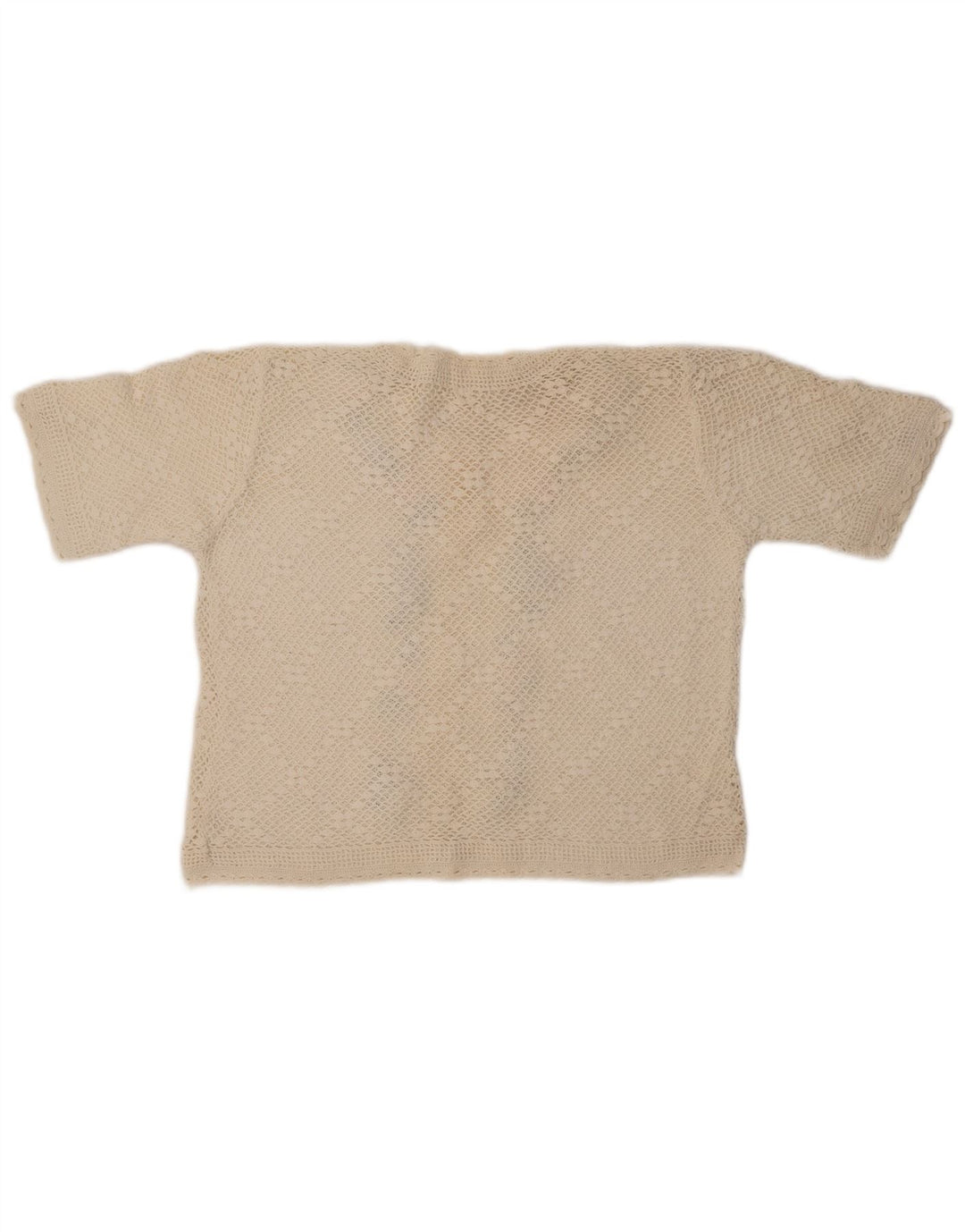 VINTAGE Suéter cárdigan de manga corta para mujer Reino Unido 14 Medio Off White Floral