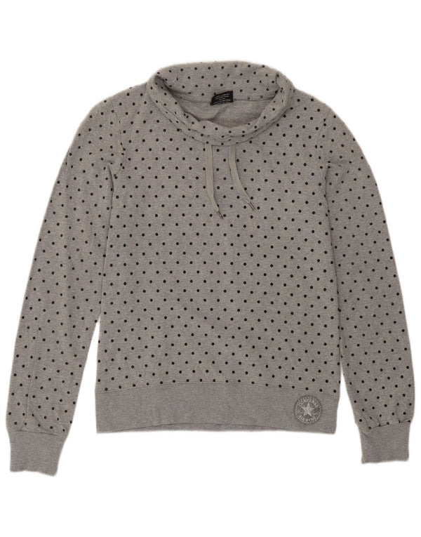 Converse Mujer Sudadera Jumper UK 6 XS Gris Manchado Algodón