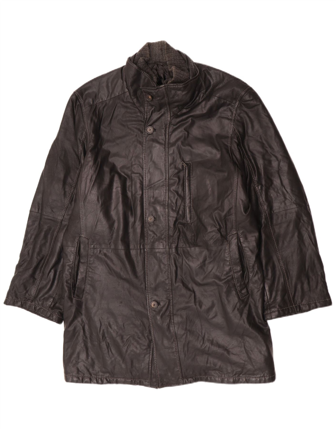 Abrigo de cuero vintage para hombre IT 58 4XL cuero negro