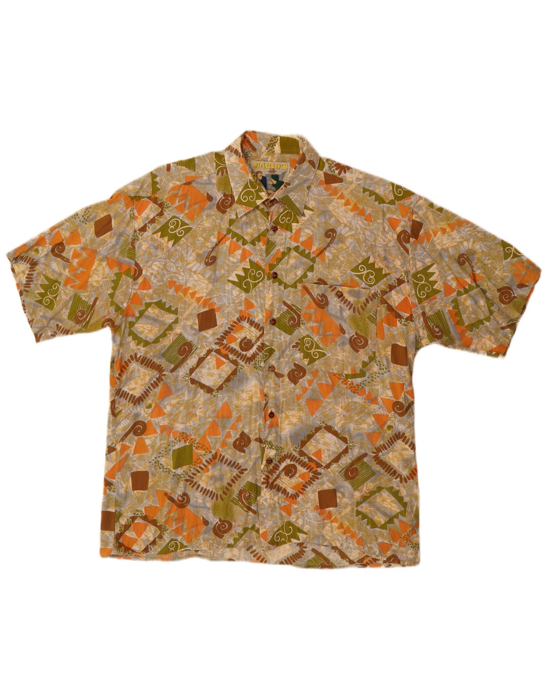 Mario's Camisa de manga corta para hombre grande multicolor geométrico