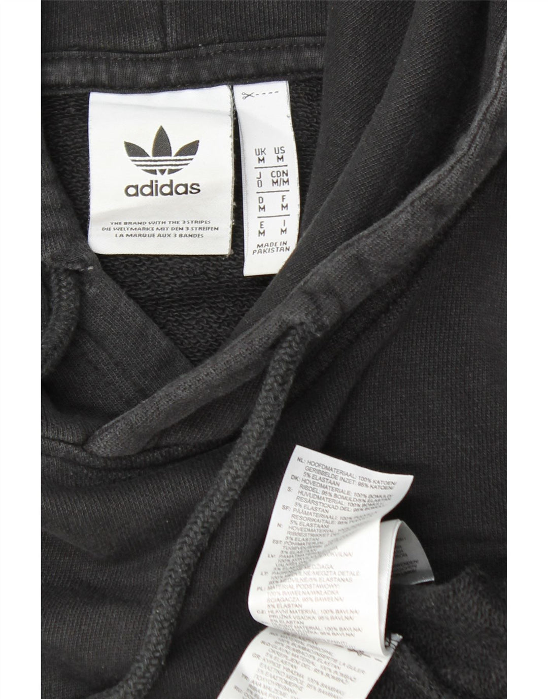 ADIDAS Mens Hoodie Jumper Medium Black Cotton