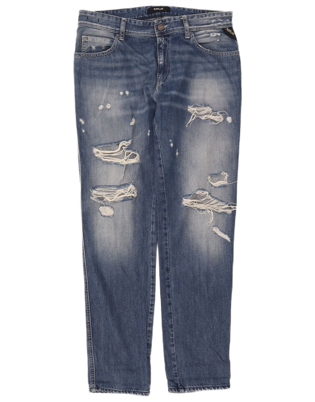 REPLAY Womens Distressed Slim Jeans W29 L30 Blue
