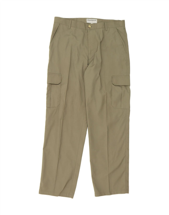 MASTER Mens Regular Cargo Trousers IT 52 XL W36 L32 Green Polyester Vintage Master and Second-Hand Master from Messina Hembry 