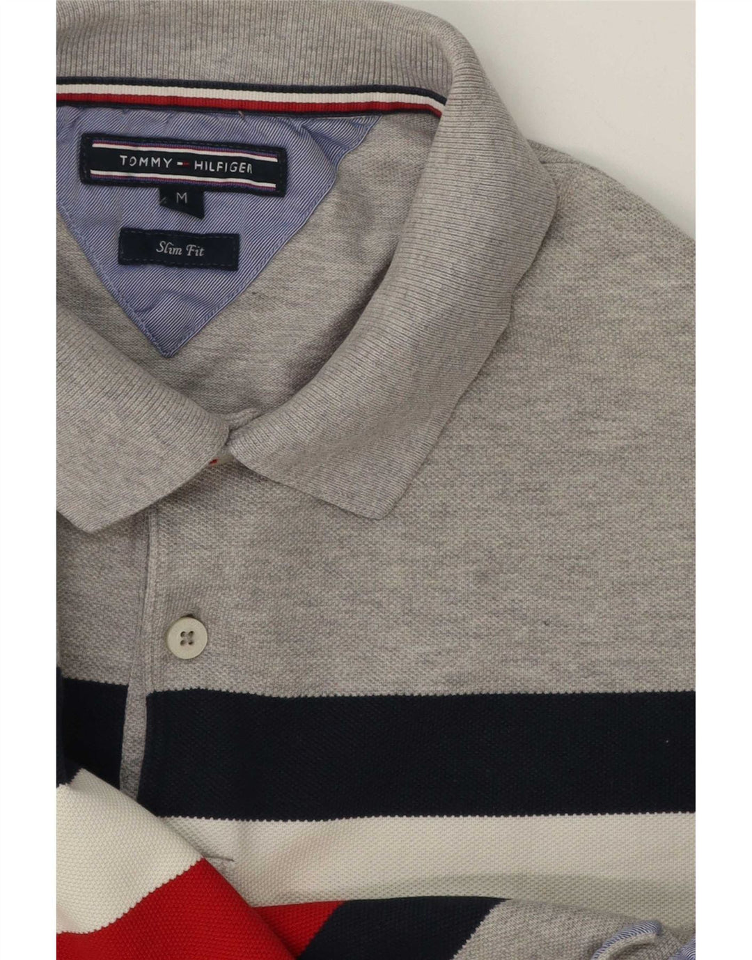 Polo Tommy Hilfiger Hombre Slim Fit Color Block Gris Medio
