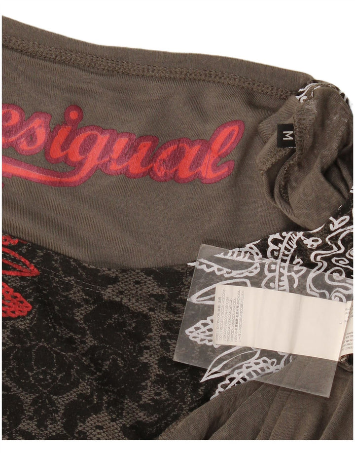 Desigual Blusa Batwing para Mujer Top UK 44 Viscosa Paisley Gris Medio