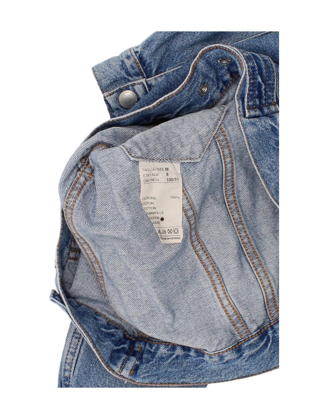 BENETTON Boys Denim Jacket 7-8 Years Medium Blue Cotton Vintage Benetton and Second-Hand Benetton from Messina Hembry 