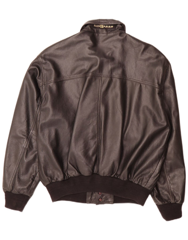 Chaqueta de cuero vintage para hombre IT 50 grande negro