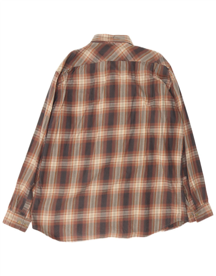 MARLBORO CLASSICS Camisa de franela para hombre XL Algodón a cuadros marrón