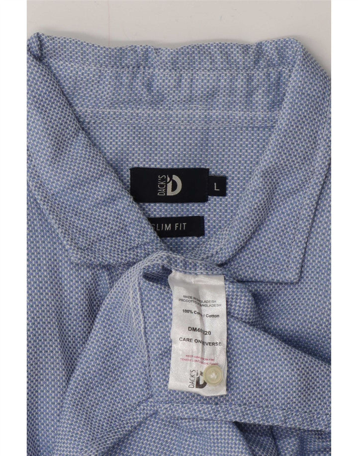Dack's Camisa ajustada para hombre de algodón azul grande
