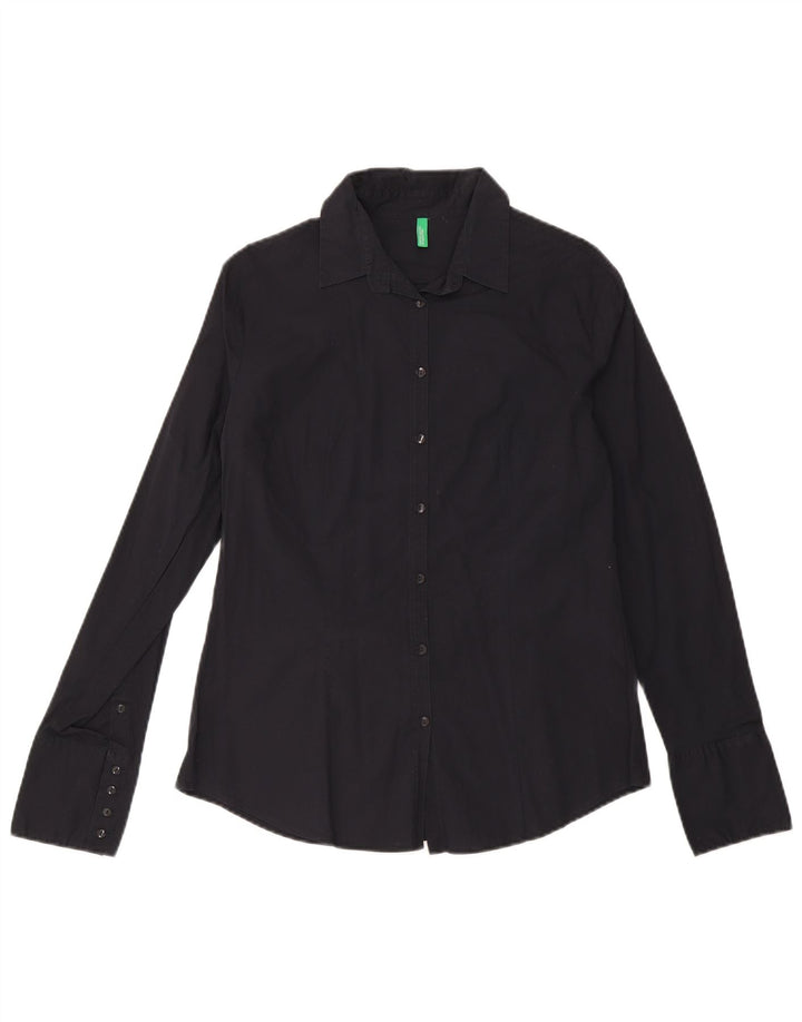Camisa Benetton Mujer ES 46 Grande Algodón Negro