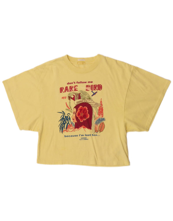 Camiseta con gráfico corto para mujer Mother UK 10 Small Yellow Cotton