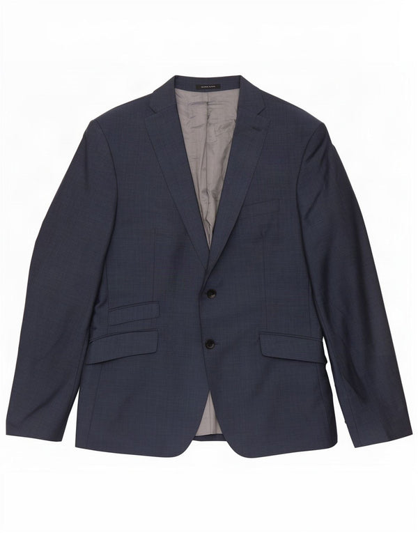 Zara Chaqueta tipo blazer de 2 botones para hombre EU 52 Grande Lana azul marino